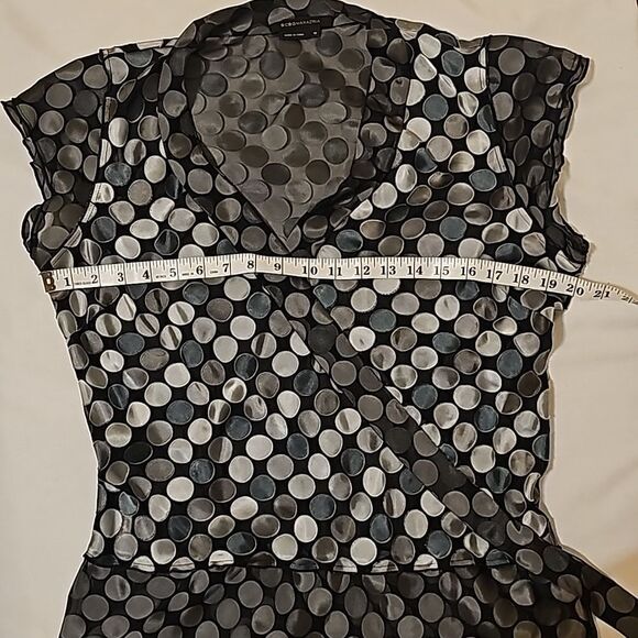 BCBGMaxAzria Sheer Silk Blend Polka Dot Blouse - M - Picture 5 of 9